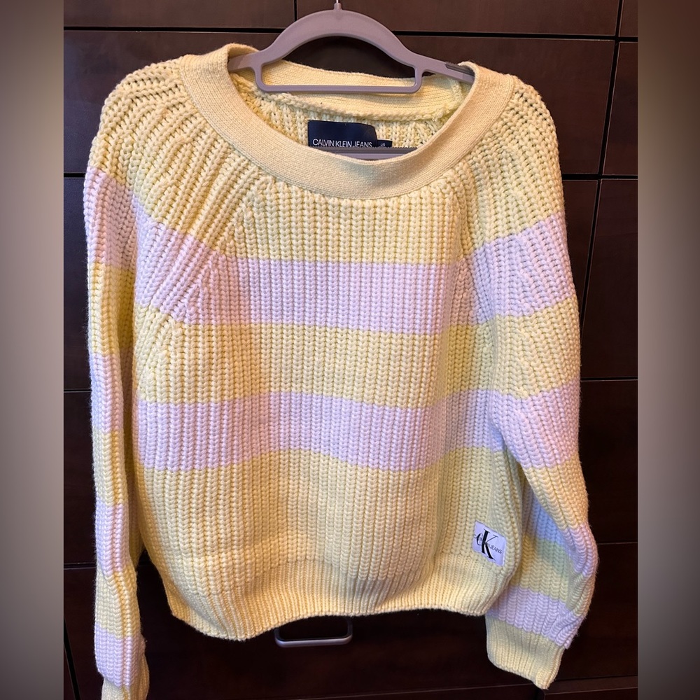 Calvin Klein Sweater Neon Yellow/White (L)